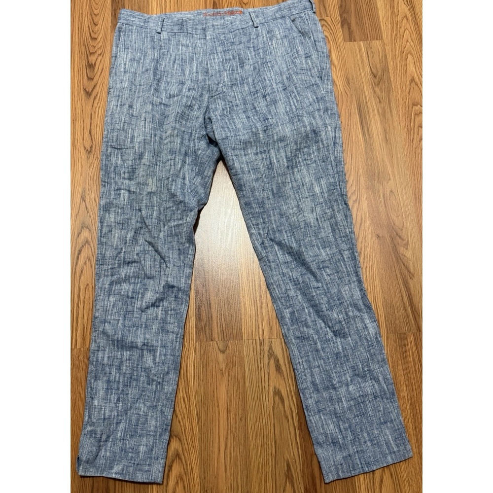 A Fish Named Fred Linen Blend Pants Mens 40x30 Blue Casual Dress Pants